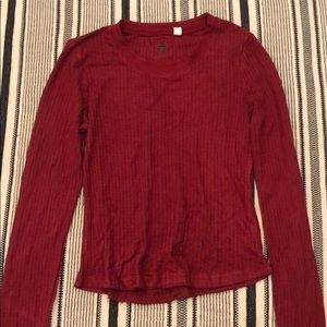 red long-sleeve t-shirt